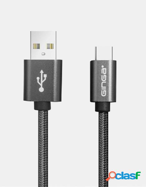 Ginga Cable USB A Macho - USB C Macho, 1 Metro, Gris