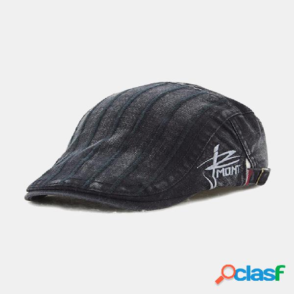 Gorra casual lavada a rayas de algodón Boina con viseta de