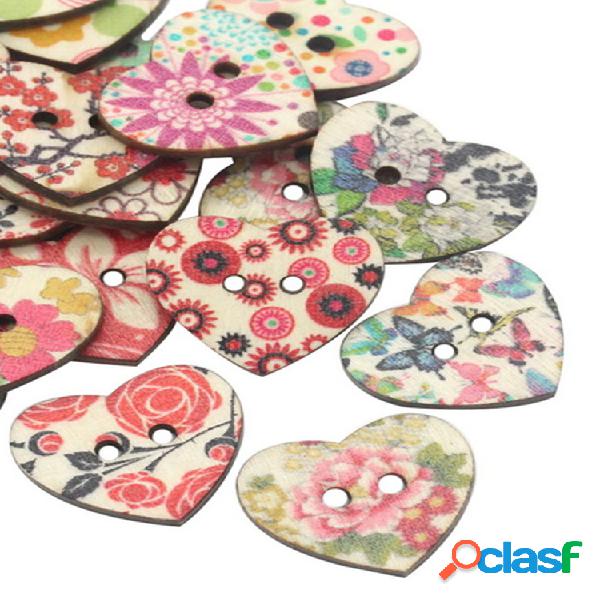 25mm 50pcs Costura de madera natural Botones Scrapbooking