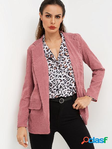 Blazer con diseño de bolsillo en pana sólida de manga