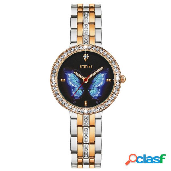 Cristal de lujo Caso Reloj completo de acero Mujer Señoras