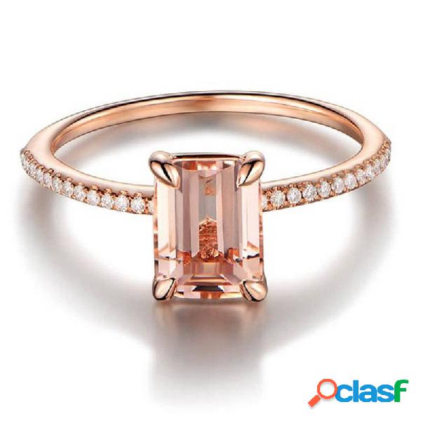 Elegante anillo de dedo de oro rosa de 18 quilates de oro