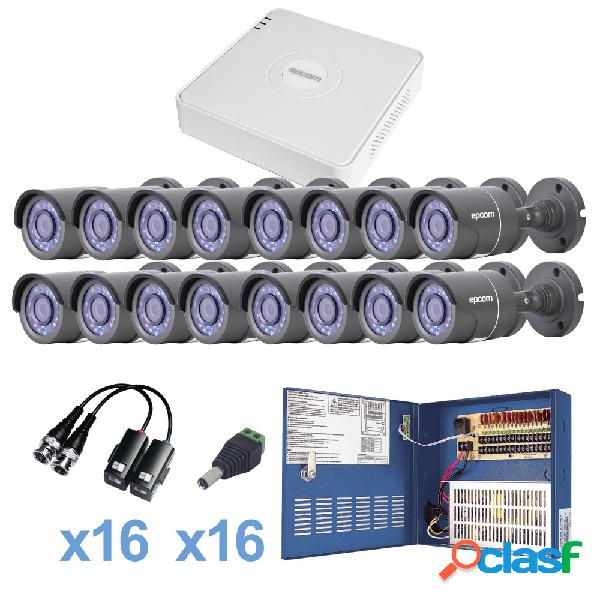 Epcom Kit de Vigilancia KESTXLT16B de 16 Cámaras CCTV TURBO