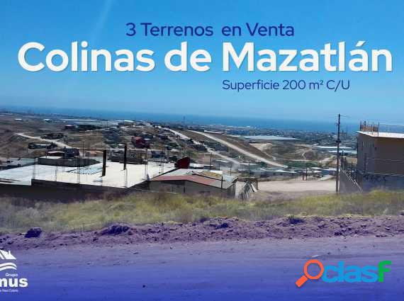 3 Terrenos Colinas de Mazatlán $22,000 c/u