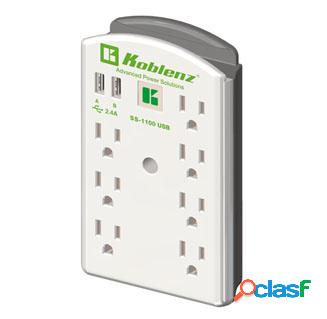 Koblenz Supresor de Pared SS-1100 USB, 9 Contactos, 2x USB,