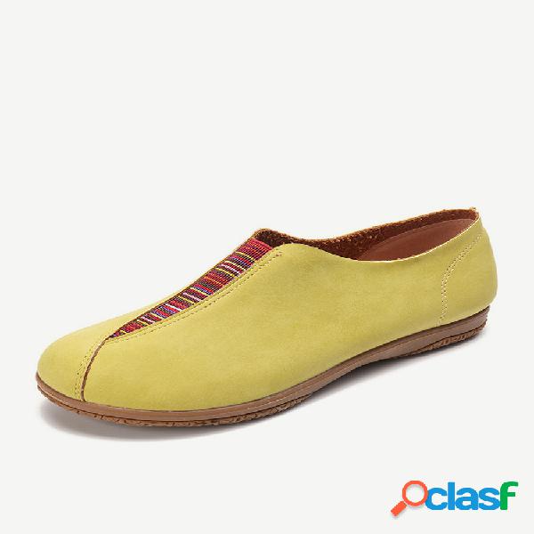 LOSTISY Suede Elastic Banda Mocasines planos informales con
