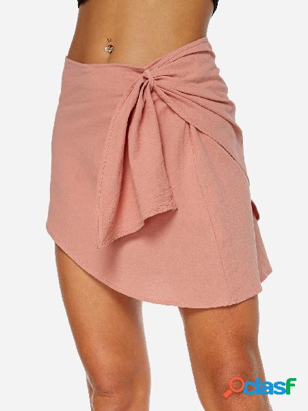 Mini faldas planas cruzadas rosadas del diseño de la raya