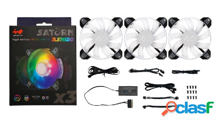 Ventilador In Win Saturn ASN120 ARGB, 120mm, 500 - 1800RPM,