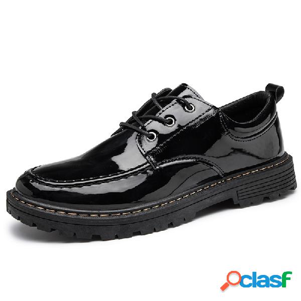 Zapatos de charol casuales de negocios negros cómodos de