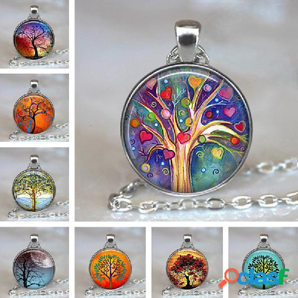 vendimia Gemstone Árbol de la vida redondo geométrico