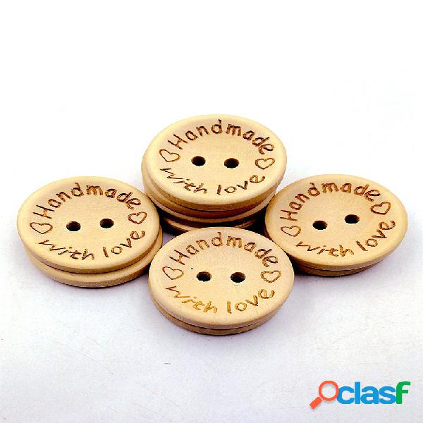 100 piezas de madera de color natural Botones Emoji sonrisa