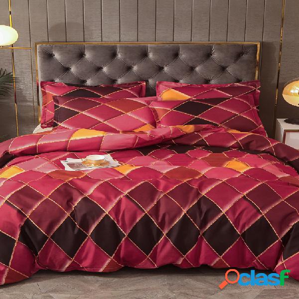 2/3 piezas rojo geométrico rombo color rejilla ropa de cama