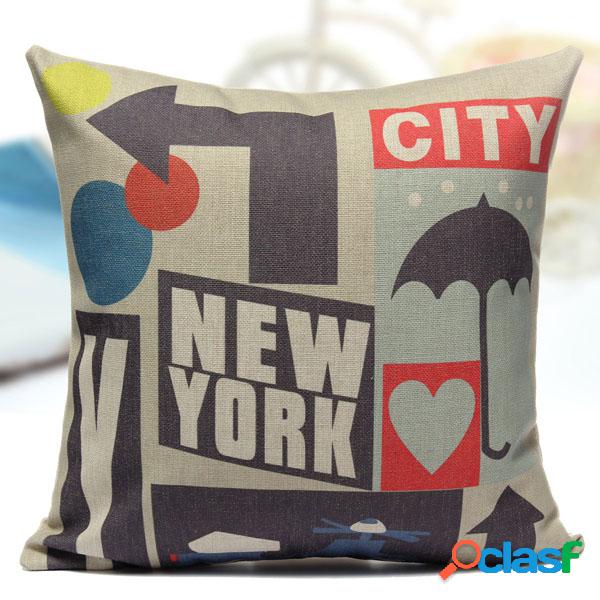 Almohada de lino de algodón New York City Caso Sofá cama