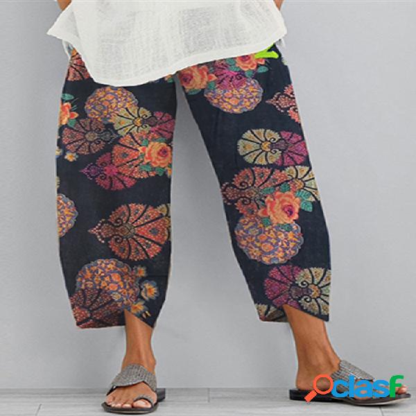 Bolsillos con estampado de flores Casual Mujer Cintura