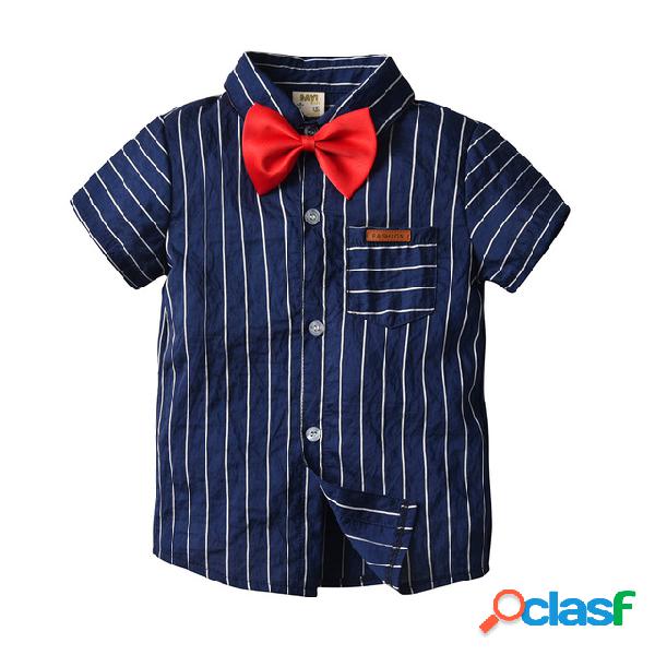 Camisa Gentleman Cardigan Boys Gentleman Striped Camisa