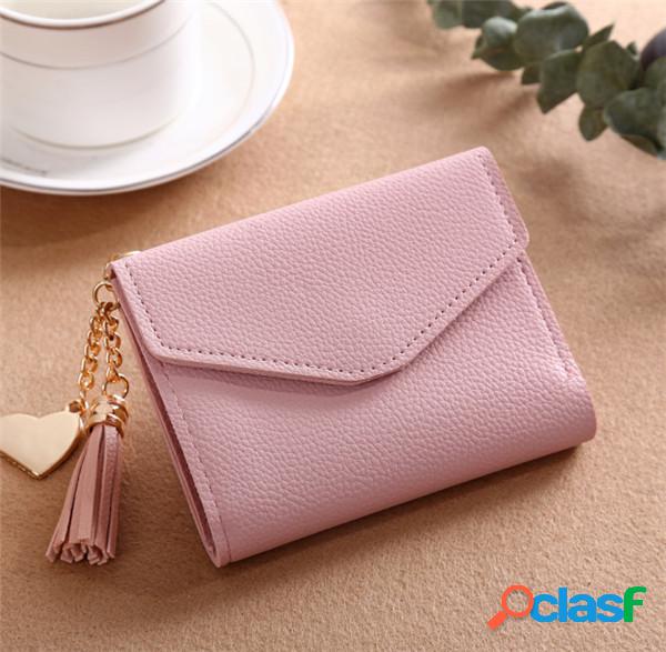 Cartera corta colorida con borla para mujeres
