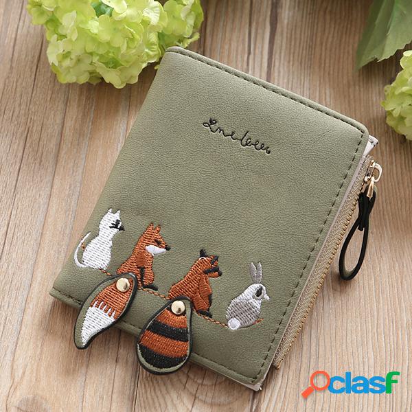 Cartera corta mona plegable con dibujo animado para mujeres