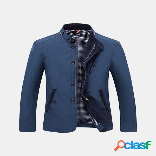 Chaqueta casual entallado con cuello subido con cremallera