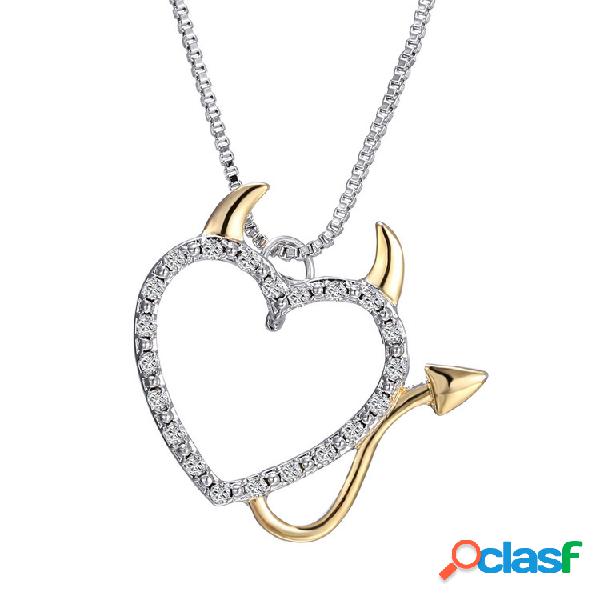 Collar de corazón de moda Diamante de oro amor Rhinestones