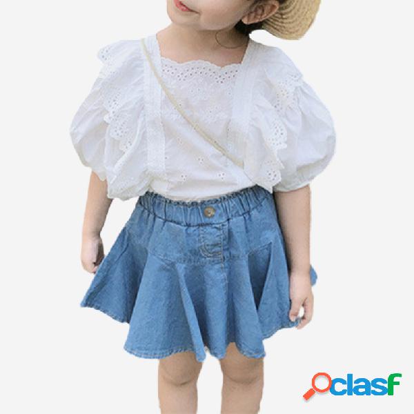 Conjunto de ropa de falda de mezclilla con mangas