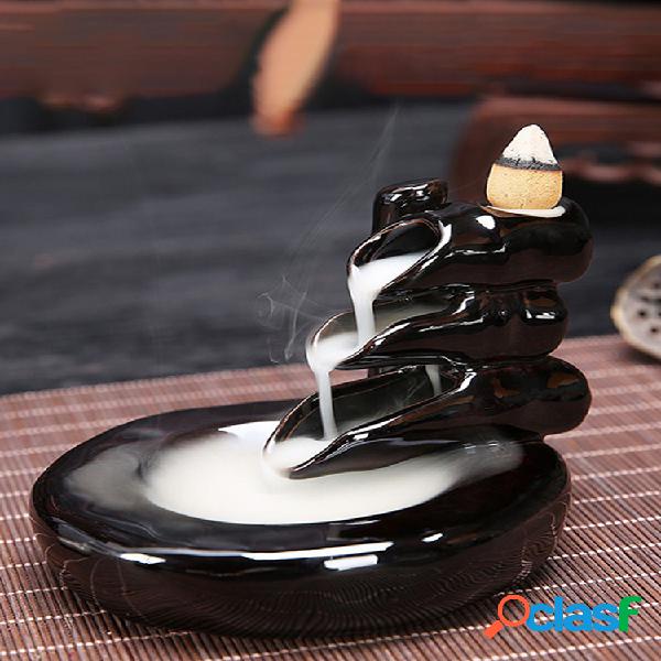 Hecho a mano negro esmalte de cerámica Backflow Holder Home