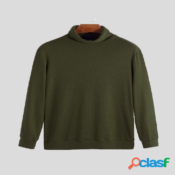 Hombres breves estilo de color sólido de cuello alto