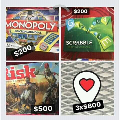 Juegos de Mesa Risk Monopoly Scrabble