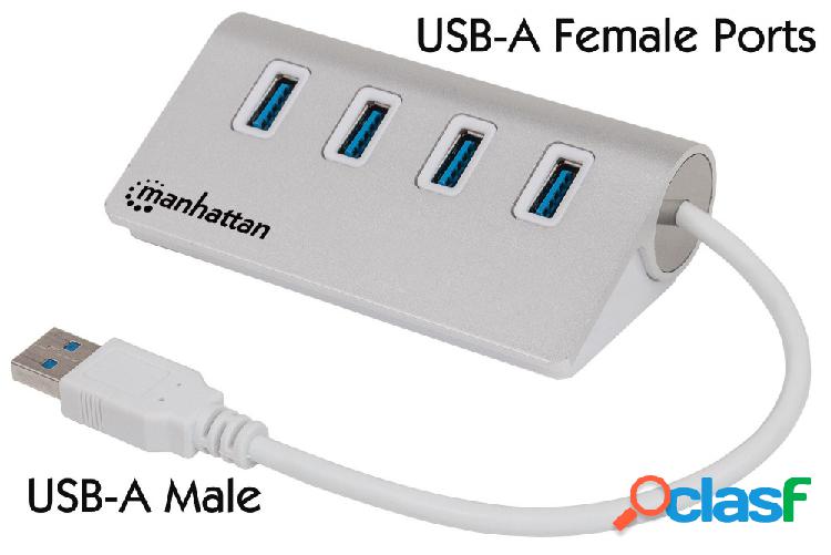 Manhattan Hub USB A 3.1 Macho - 4x USB A 3.0 Hembra, 5000