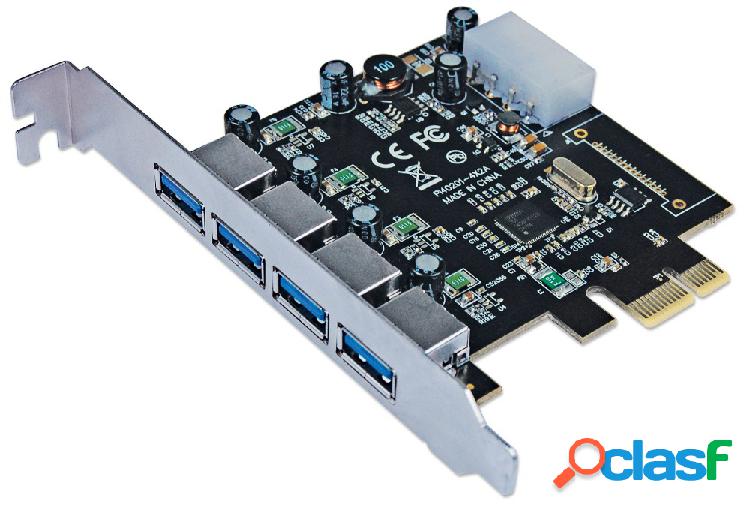 Manhattan Tarjeta PCI Express 152891, 4x USB 3.0, 5 Gbit/s