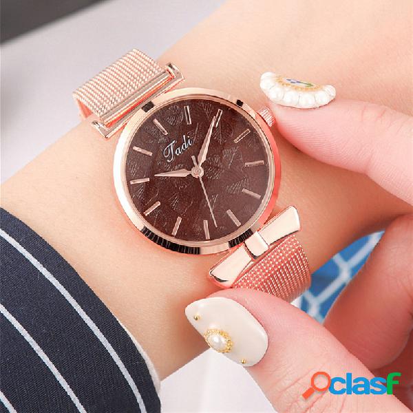 Moda elegante Mujer Relojes de aleación de oro rosa