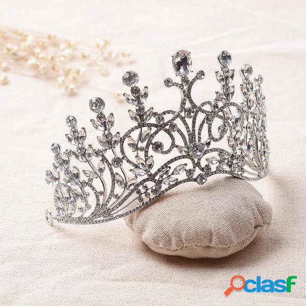 Novia Rhinestone Crystal concurso Tiara lujo nupcial Boda