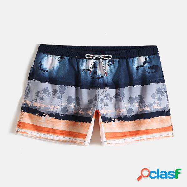 Pantalones cortos de rayas naranjas con estampado submarino
