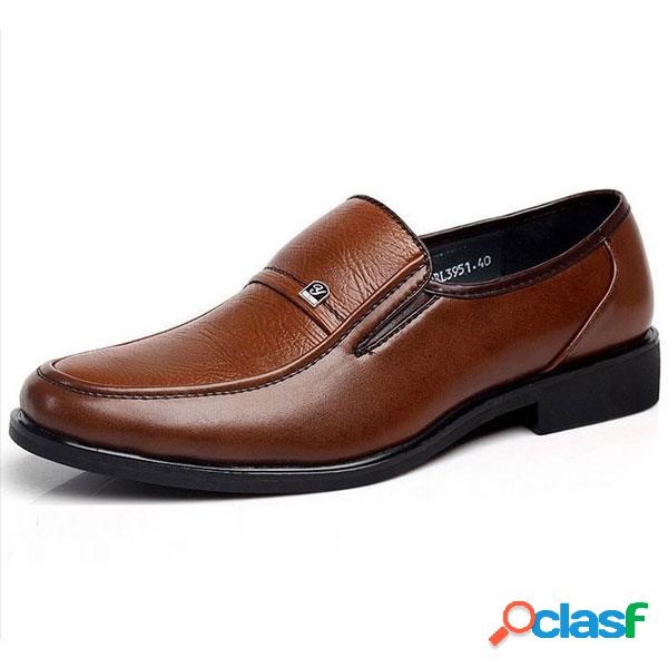 Para Hombres de Cuero de Estilo Británico de Marrón Planos