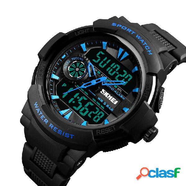 SKMEI Dual Display Digital Mens relojes cronógrafo reloj de