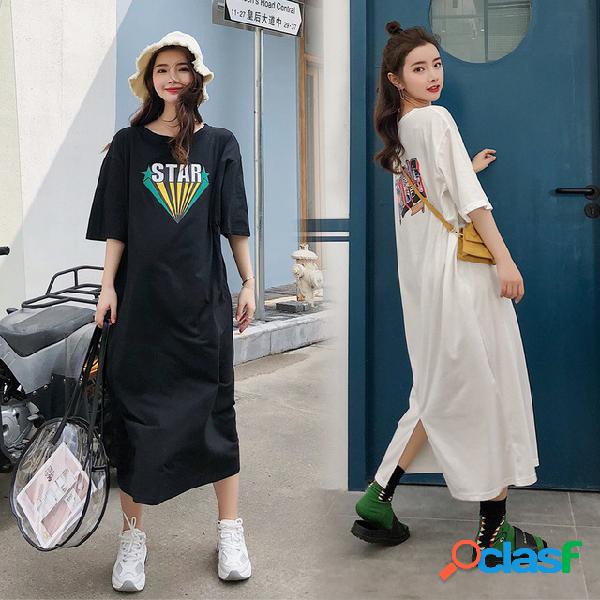 Season New Loose Thin Over The Knee Vestido de manga corta