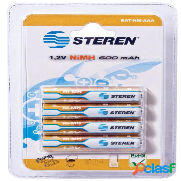 Steren Pilas Recargables AAA, 1.2V, 4 Piezas