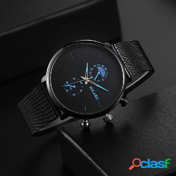 Trendy Sport Men Watches Alloy Caso Mesh Banda Sun Painting