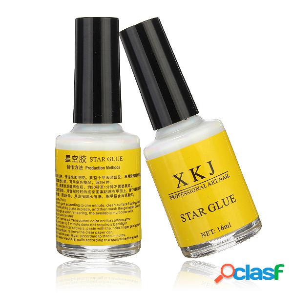 White Nail Art Glue Transfer Consejos Adhesivo Galaxy Star