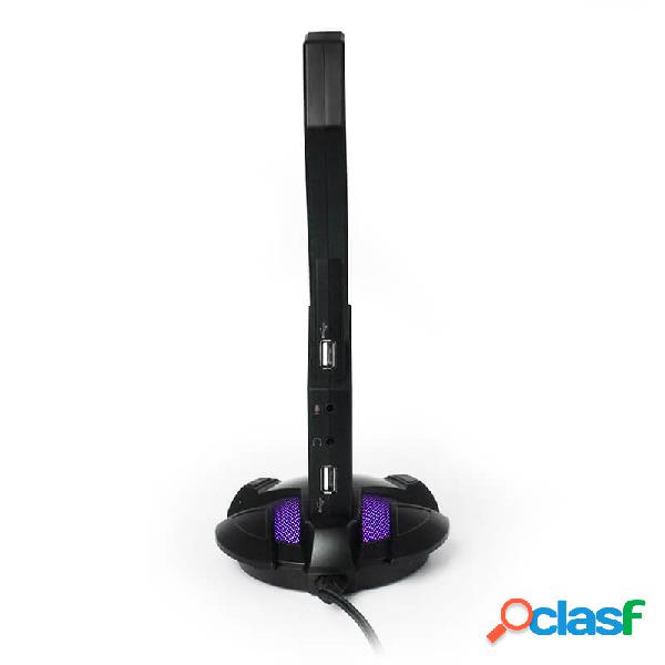 Yeyian Base para Audífonos Overpower RGB, 2x USB, 3.5mm,