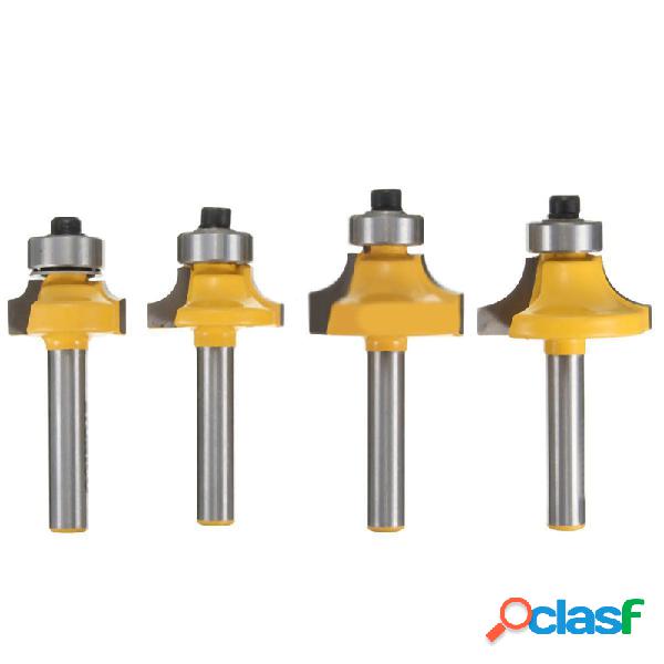 4 piezas 1/4 Inch juego de brocas de enrutador vástago de