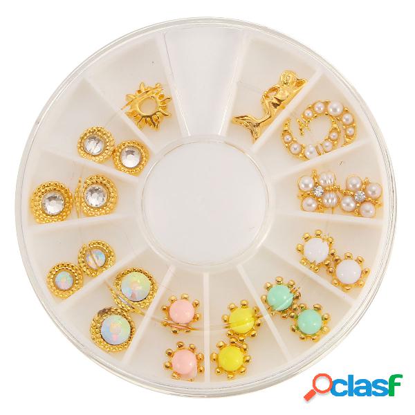 12 Mixed Styles Aleación de diamantes de joyería Nail Art