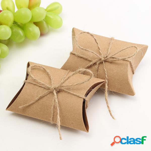 50 Unids Brown Pillow Favor Cajas de Dulces Caja de Regalo