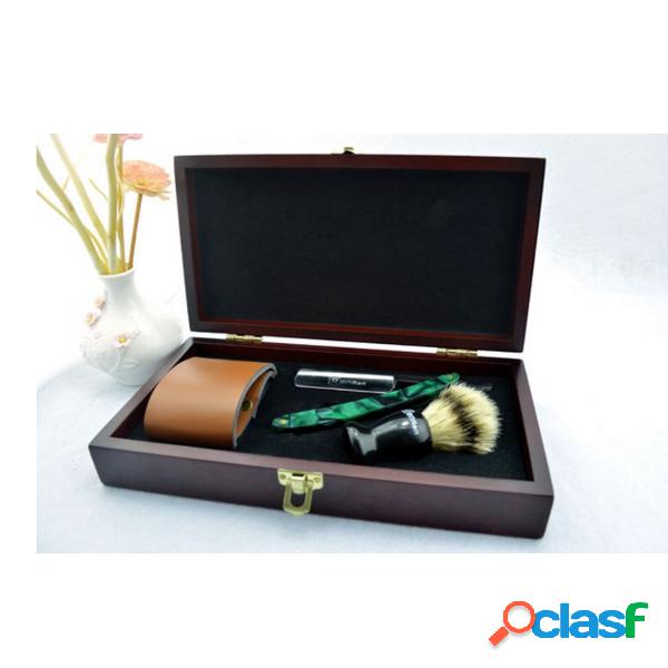 Caja de madera Vintage Shaver Set Plegable borde recto