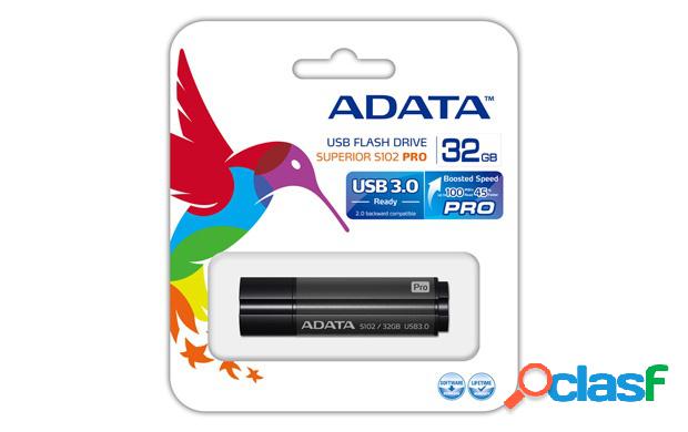 Memoria USB Adata S102 Pro, 32GB, USB 3.0, Negro