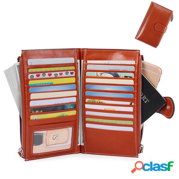 vendimia Piel Genuina Multi-slots Card Holder Wallet Phone