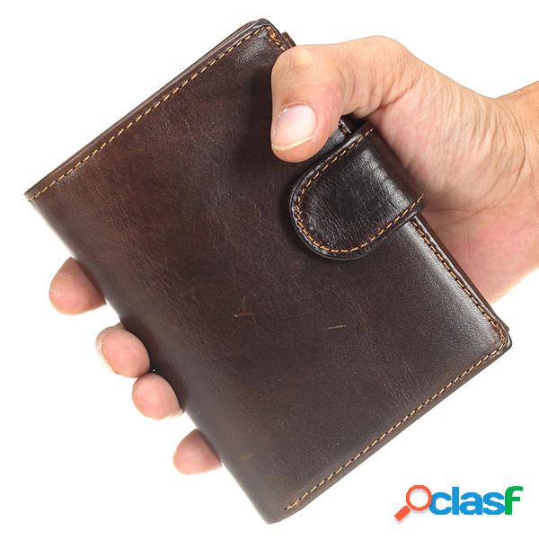 11 titulares de tarjetas vendimia Piel Genuina Oil Wax Coin