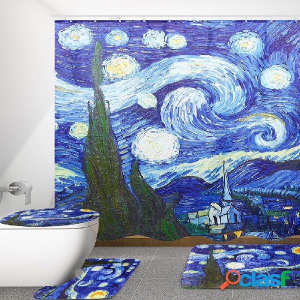 180x180cm La noche estrellada Patrón Cuarto de baño