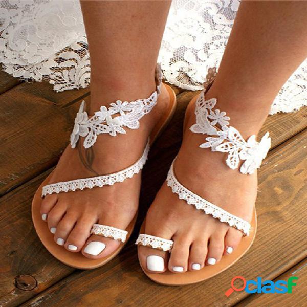Bordado Flores Decoración Casual Comfy Clip Toe Plano