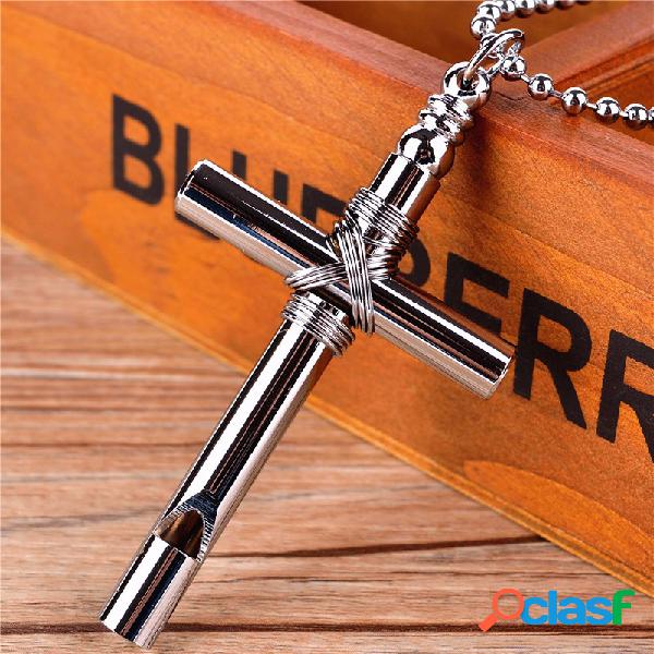 Collar de hombre punk Cross Rock Alloy Whistle Neckalce