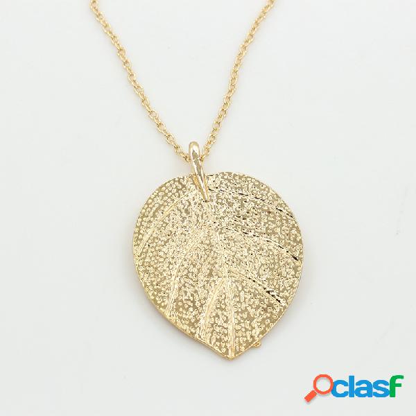 Collares pendientes de moda Gold Leaf Collares largos de